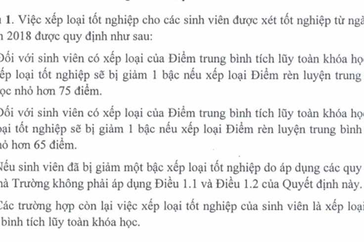 Sinh viên bị giảm bậc xếp loại tốt nghiệp nếu có điểm rèn luyện thấp Sinh viên bị giảm bậc xếp loại tốt nghiệp nếu có điểm rèn luyện thấp