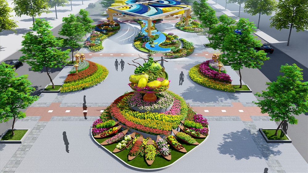 Toàn cảnh đường hoa Nguyễn Huệ 2020.