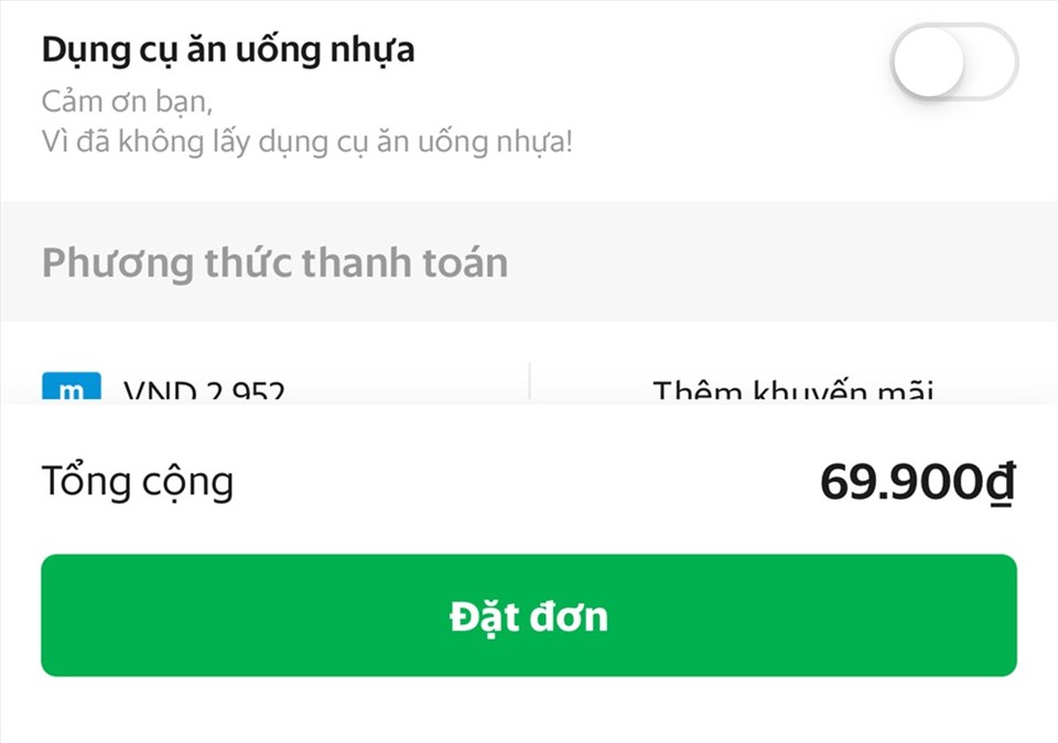Lựa chọn Không dụng cụ ăn uống nhựa trên GrabFood. Lựa chọn Không dụng cụ ăn uống nhựa trên GrabFood.