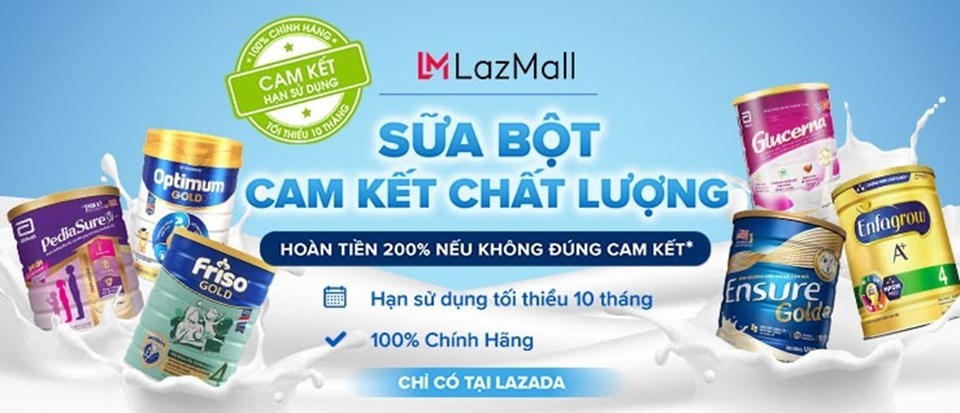 Lazada Việt Nam khởi động chương trình “Sữa bột cam kết chính hãng” với nhiều quyền lợi hấp dẫn cho khách hàng. Lazada Việt Nam khởi động chương trình “Sữa bột cam kết chính hãng” với nhiều quyền lợi hấp dẫn cho khách hàng.