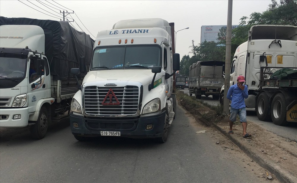 Xe container liên quan đến vụ tai nạn chết người.