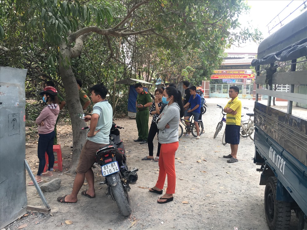 Khu vực hiện trường phát hiện thi trể trẻ em.