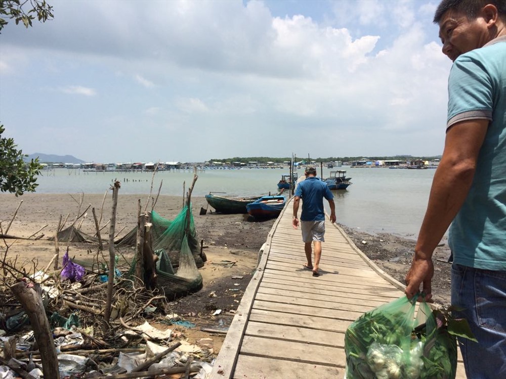 Từ bến tàu có thể liên hệ thuê ghe để ra bè cá của ngư dân
