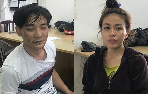 Đôi nam nữ bị Công an quận 1 bắt do tình nghi có liên quan đến vụ cướp xe ôm xảy ra đêm 30.3. Ảnh: T.S